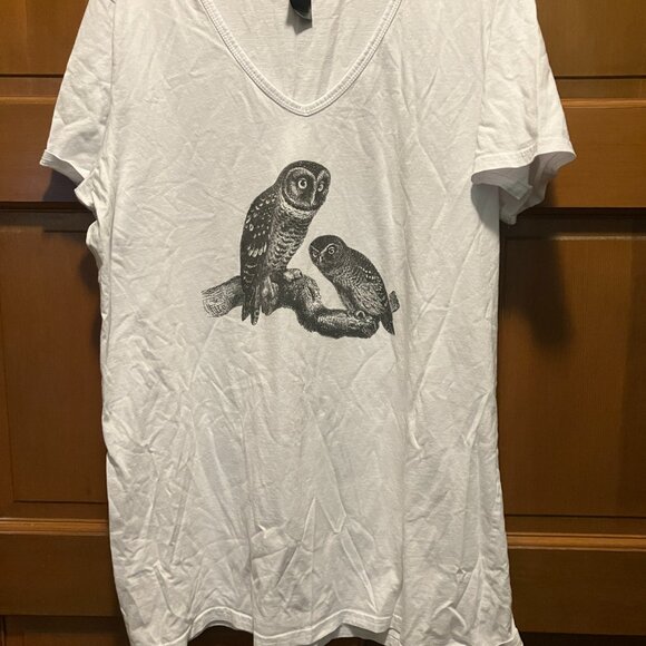 3  OWL motif Ladies T-Shirts - gray/white/dark grey, Sz XL pre-owned GREAT SHAPE - Picture 2 of 10